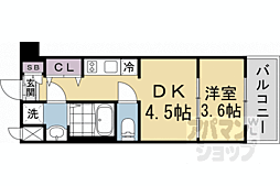 レシオス京都嵯峨野 1DKの間取図画像