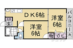 カドノハイツ2 2DKの間取図画像