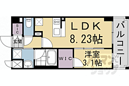 LW京都桜邸 1LDKの間取図画像