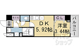 LW京都桜邸 1DKの間取図画像