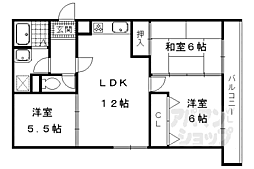 カレント桂 3LDKの間取図画像