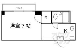グランタック竜安寺 1Kの間取図画像