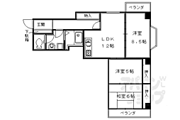 シャトル朱雀 3LDKの間取図画像