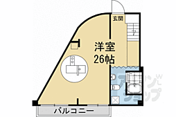 ロイヤルコート嵯峨 ワンルームの間取図画像