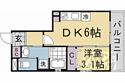Live Flat京都西院 1DKの間取図画像