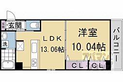 メディナ西院 1LDKの間取図画像