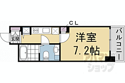 コスモフォーラム四条 1Kの間取図画像