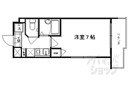 京祝ビルアルティスタ丸太町 1Kの間取図画像