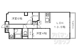 プルミエール朱雀 2LDKの間取図画像