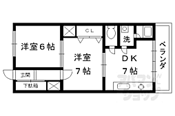 カドノハイツ2 2DKの間取図画像