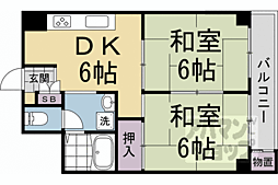 西京極ガーデンハイツ 2DKの間取図画像