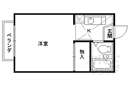 洛友 1Kの間取図画像
