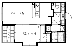 パレスリヴェール 1LDKの間取図画像