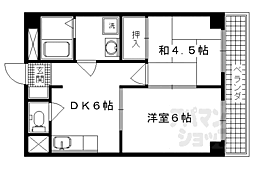 西京極ハイツ 2DKの間取図画像