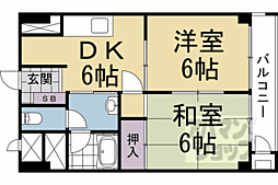西京極ガーデンハイツ 2DKの間取図画像