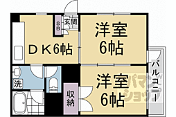 グランビュー太秦 2DKの間取図画像