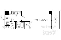 パインフィールド葛野大路 1Kの間取図画像
