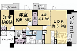 シエリア京都二条 3LDKの間取図画像