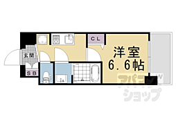 プレサンスTHEKYOTO澄華 1Kの間取図画像