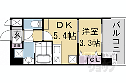 クレアドーレ京都二条 1DKの間取図画像