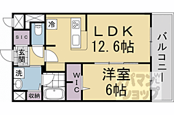 KCCフラット西京極 1LDKの間取図画像