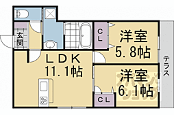 ウェステリア太秦天神川 2LDKの間取図画像