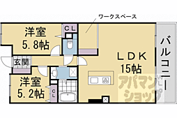 パインフィールド五条 2LDKの間取図画像