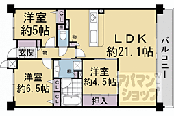 パデシオン御池西ノ京グラン 3LDKの間取図画像