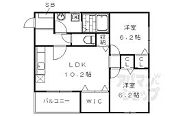 ベルビュー太秦 2LDKの間取図画像