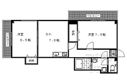 ル・シェール西院 2DKの間取図画像