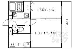 アンジュ京都天神川 1LDKの間取図画像