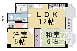 京都四条グランドハイツ 2LDKの間取図画像