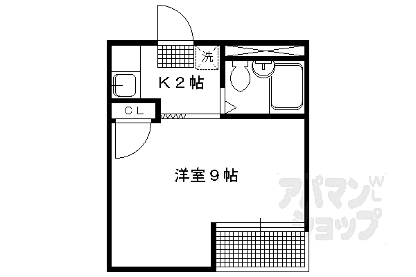 京都府京都市左京区静市市原町(賃貸マンション1K・2階・22.23㎡)の写真 その2