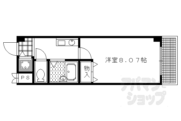 京都府京都市左京区下鴨南芝町(賃貸マンション1K・4階・23.23㎡)の写真 その2