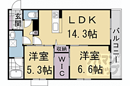 ＨＡＢＩＴＥＲ　御所西 205 2階2LDKの間取り