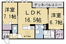 ＨＡＢＩＴＥＲ　御所西 102 1階2LDKの間取り