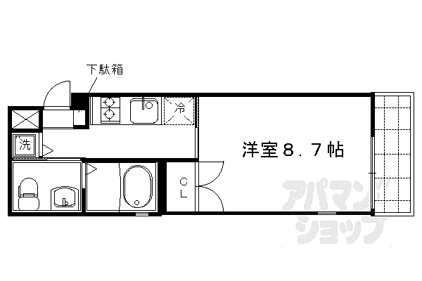 アクアプレイス京都西陣 405｜京都府京都市上京区今出川通浄福寺西入北小路中之町(賃貸マンション1K・4階・26.42㎡)の写真 その2