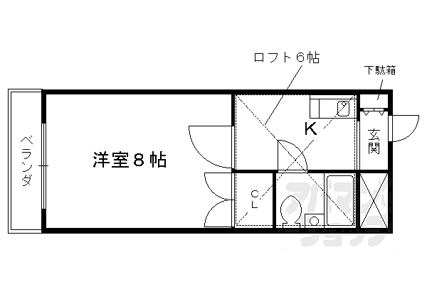 京都府京都市中京区聚楽廻松下町(賃貸マンション1K・5階・21.26㎡)の写真 その2