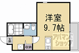 京都市営烏丸線 北大路駅 徒歩14分の賃貸マンション 2階ワンルームの間取り