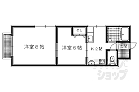 京都府京都市左京区北白川下別当町（賃貸マンション2K・3階・34.08㎡） その2