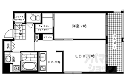 京都市営烏丸線 五条駅 徒歩3分の賃貸マンション 8階1LDKの間取り