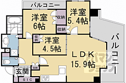 パラドール御所西グランデ 3LDKの間取図画像