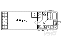 阪急京都本線 西院駅 徒歩7分の賃貸マンション 2階1Kの間取り