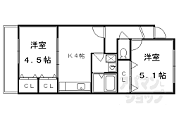 ハウス比果 2DKの間取図画像