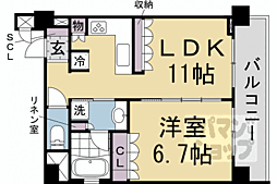 京都市上京区武者小路町マンション 1LDKの間取図画像