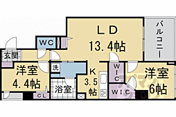 京都市上京区大東町マンション 2LDKの間取図画像