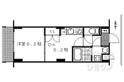 プラザ堀川寺之内 1DKの間取図画像