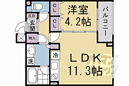 THE RESIDENCE御車道 1LDKの間取図画像