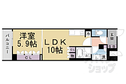 リーガル京都二条城前 1LDKの間取図画像