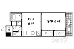 レジデンスオークラC棟 1DKの間取図画像